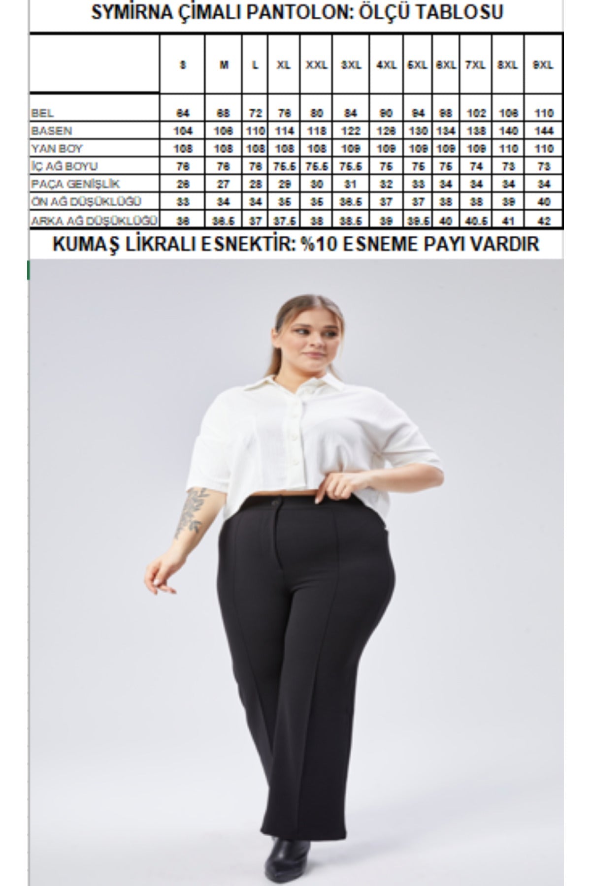 yüksek bel  bol paça fermuarlı büyük beden kadın pantolon