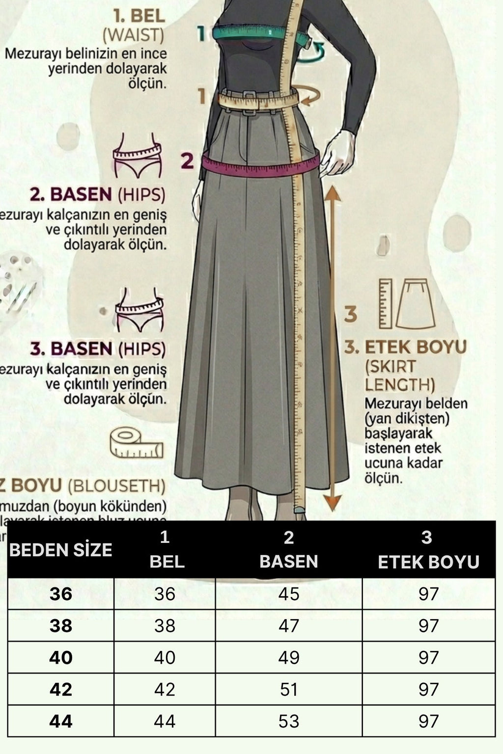 Kadın Yandan Bağlamalı Tesettür Uzun Kot Etek