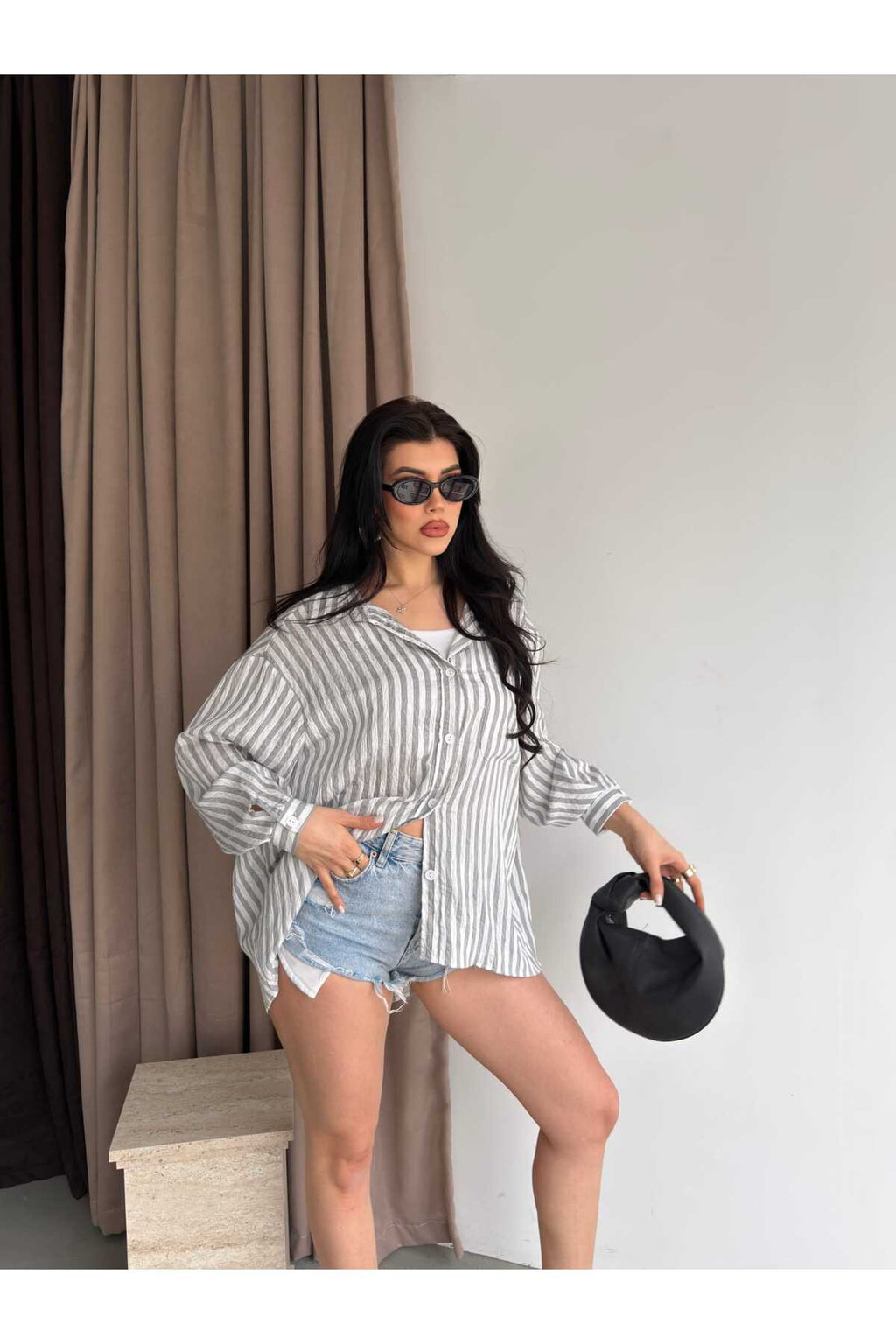 Çizgili Oversize Gömlek