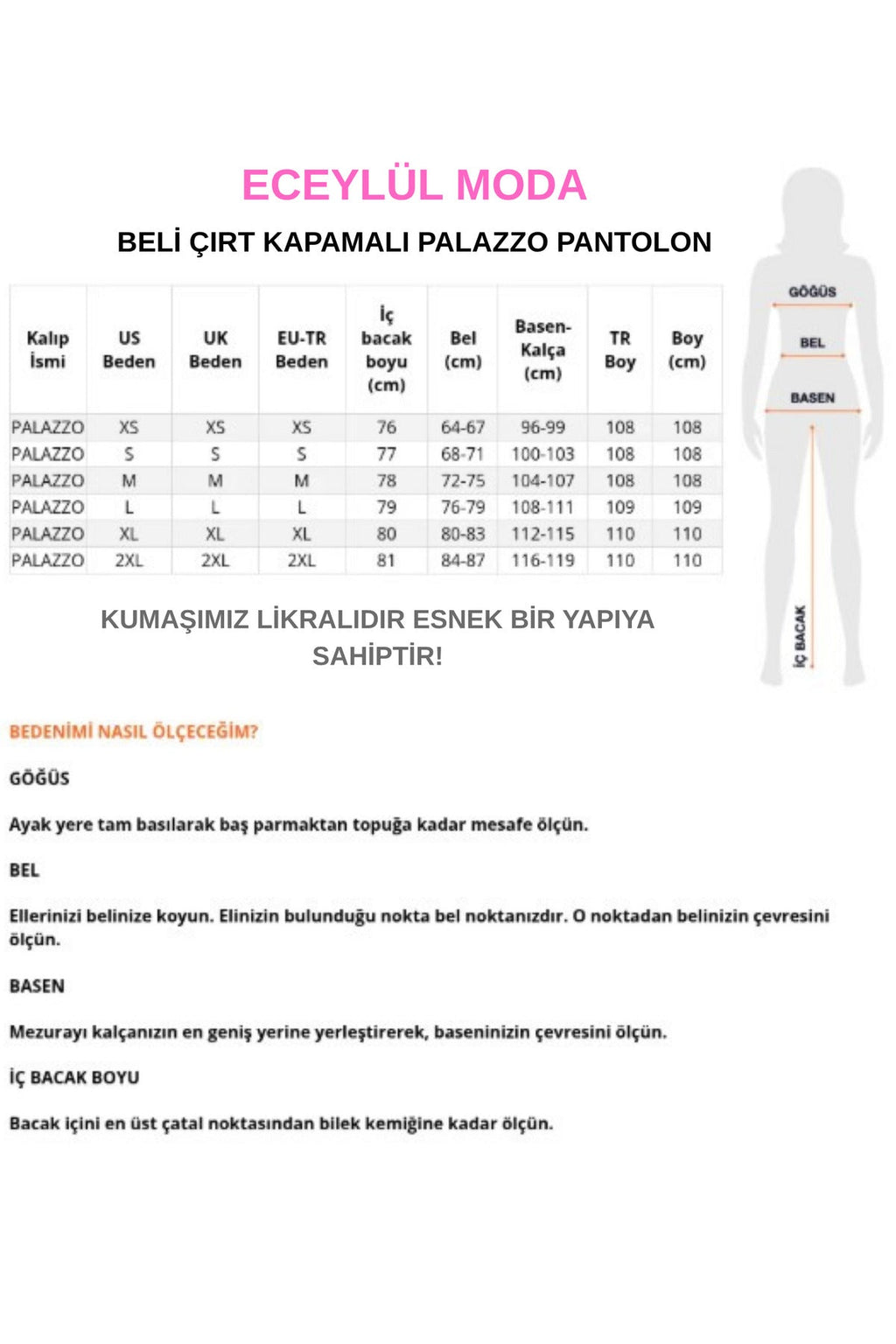 Siyah Likralı Plazzo Kumaş Pantolon Cırt Kapamalı Rahat Kesim