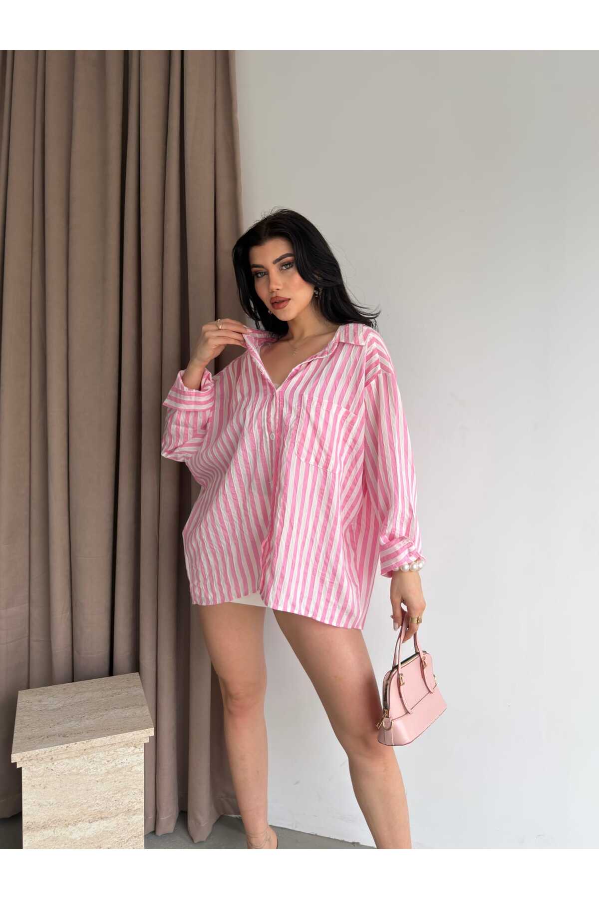 Çizgili Oversize Gömlek