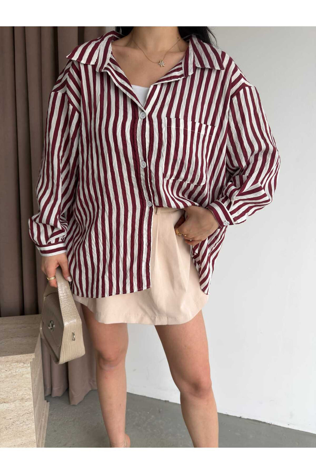 Çizgili Oversize Gömlek