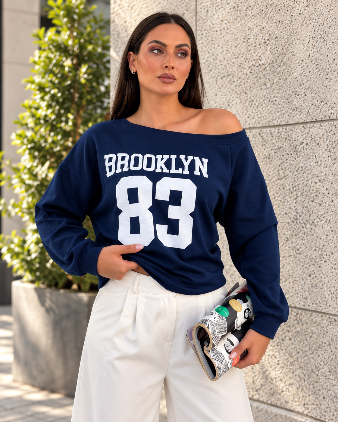 Kadın Brooklyn Kayık Yaka Sweatshirt