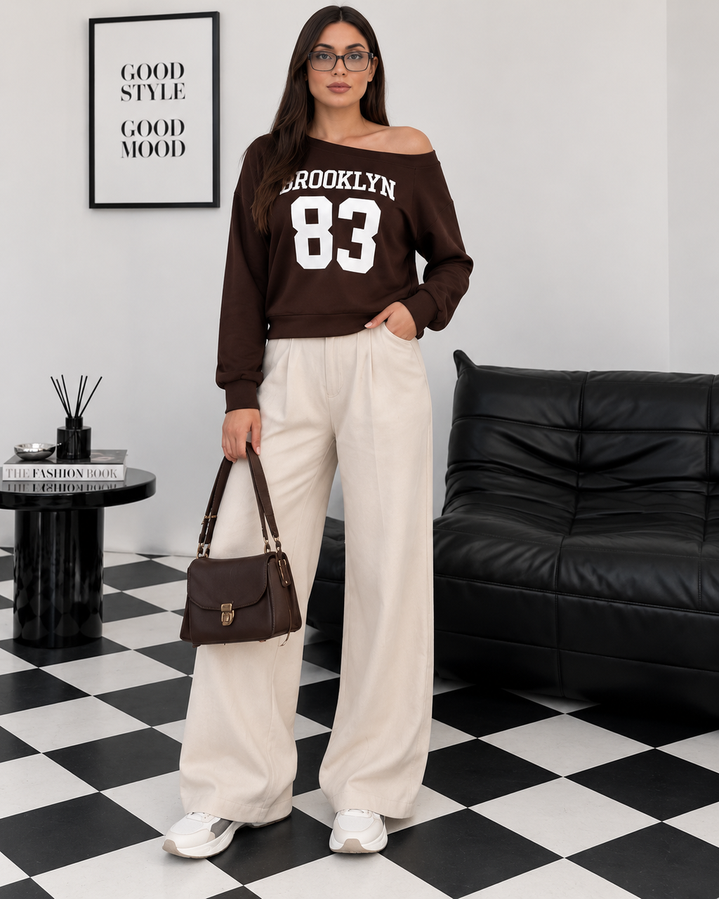 Kadın Brooklyn Kayık Yaka Sweatshirt
