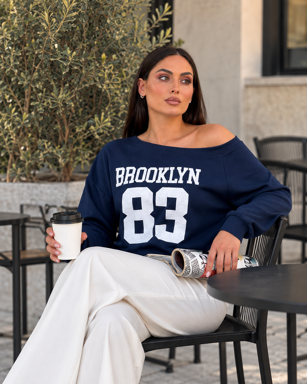 Kadın Brooklyn Kayık Yaka Sweatshirt