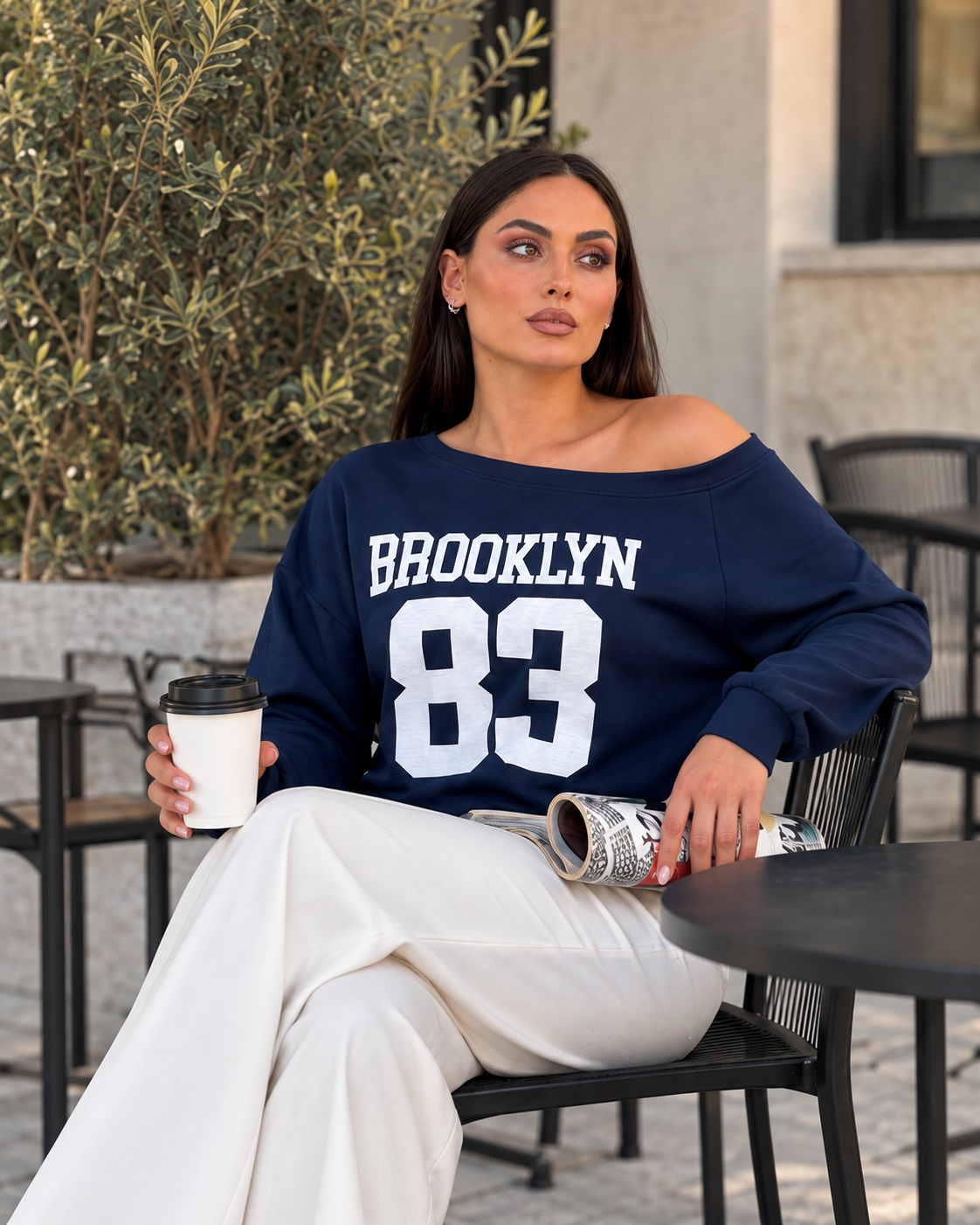Kadın Brooklyn Kayık Yaka Sweatshirt