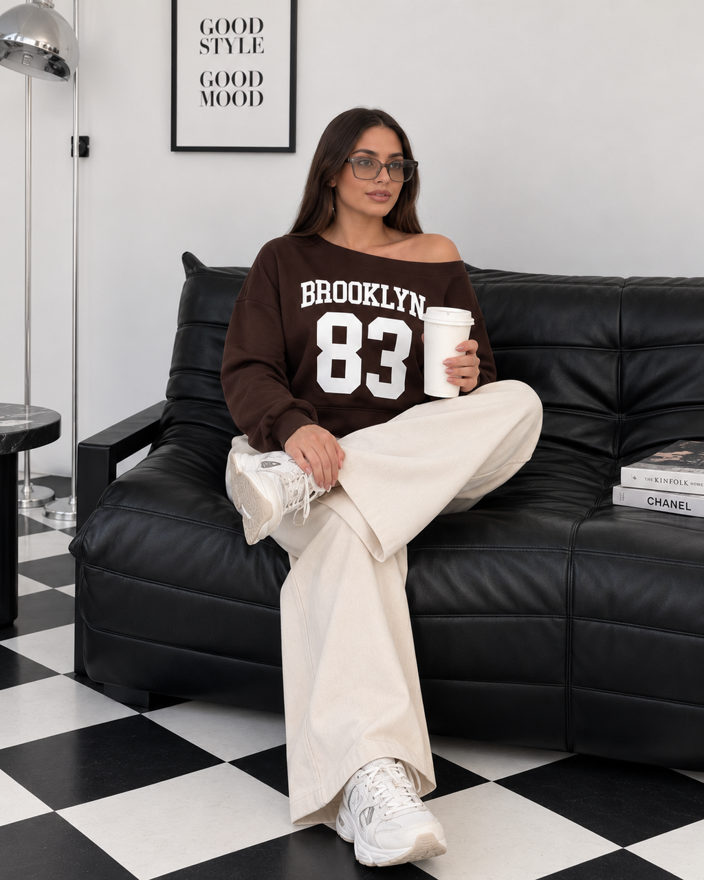 Kadın Brooklyn Kayık Yaka Sweatshirt