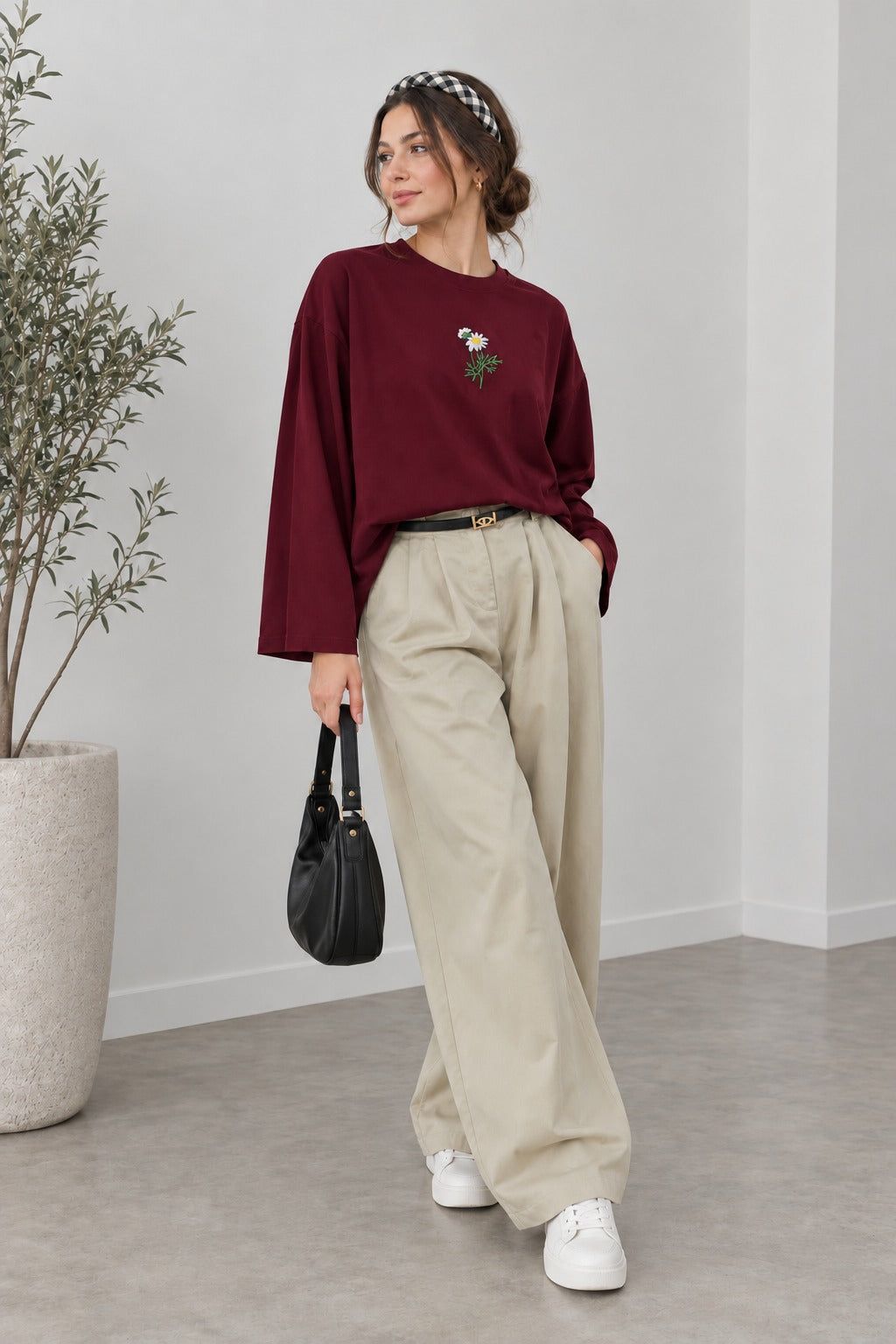 Kadın Nakışlı Tesettür Body